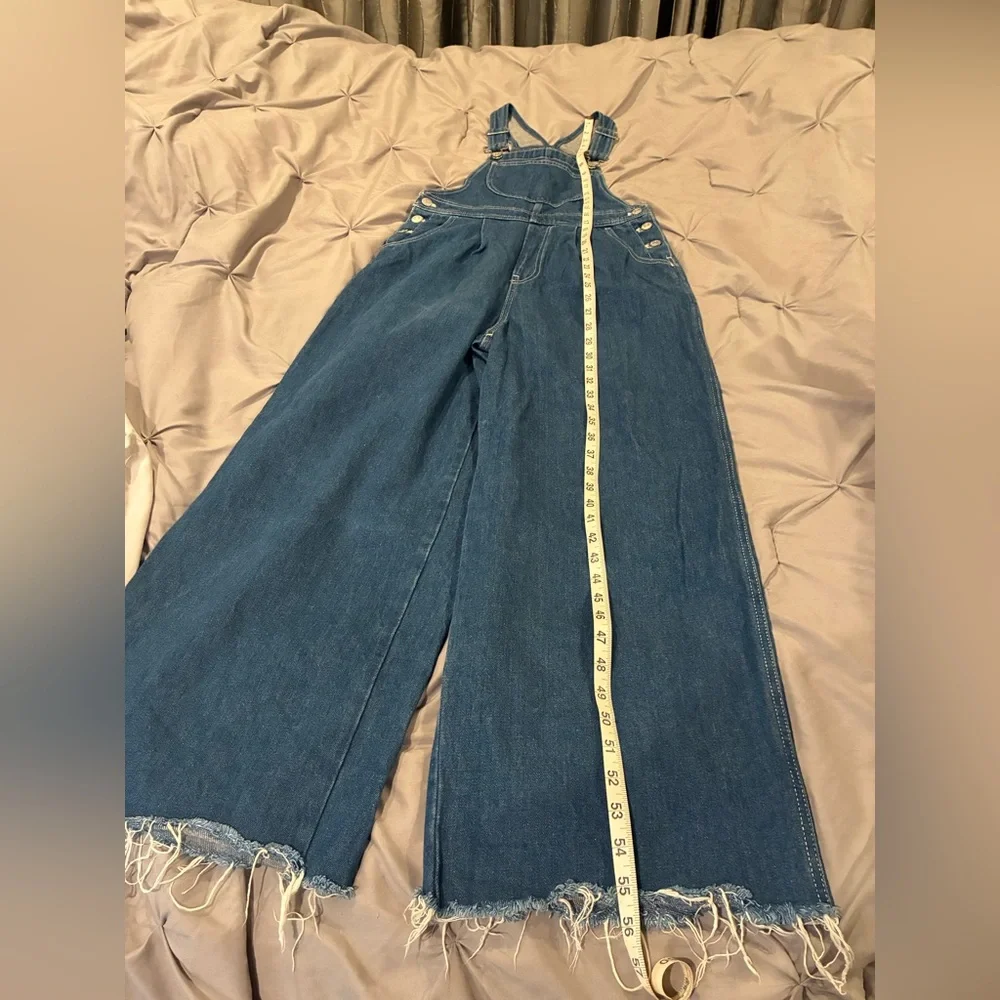 Madewell Blue Denim Wide Leg Overalls Sz 6 - Picture 13 of 14